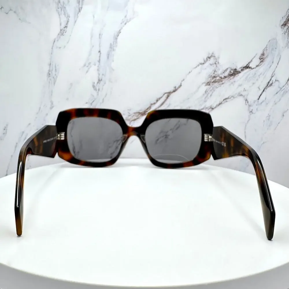 New PRADA Sunglasses Brown Juniper Tortoise Gray Lens Square - Picture 13 of 16
